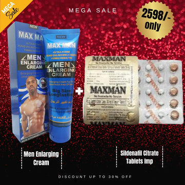 Pack Of 2 MaxMan Men Enlarging Cream 50 g (Blue) + Maxman Kit Of Sildenafil Citrate Tablets Imp