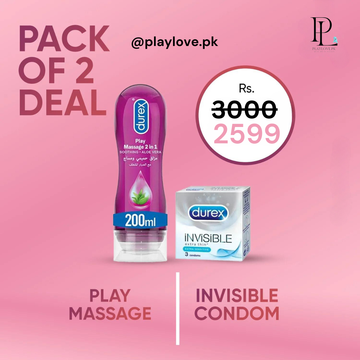 Pack Of 2 – Pay Massage 2 In 1 Aloe Vera Gel 200ml + Invisible Extra Thin Condoms 3’S