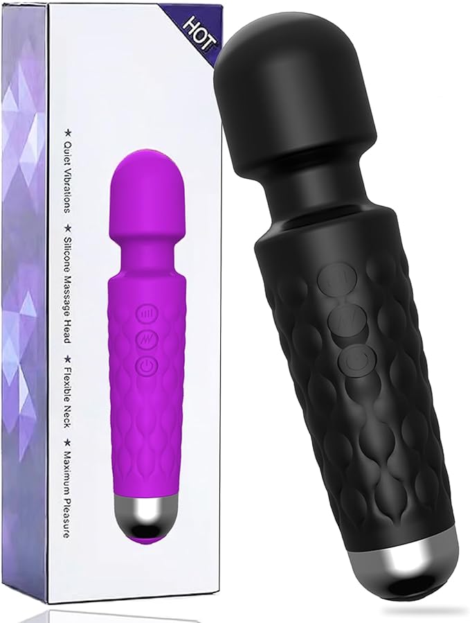 Handheld Electric Back Massager - 8 Speeds 20 Modes - Rechargeable&Waterproof&Quiet Handheld Deep Tissue Neck Back Massager（Black）