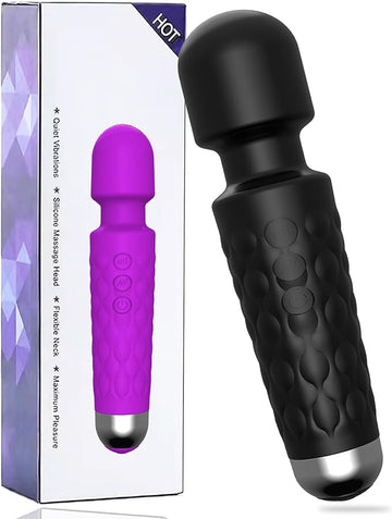 Handheld Electric Back Massager - 8 Speeds 20 Modes - Rechargeable&Waterproof&Quiet Handheld Deep Tissue Neck Back Massager（Black）
