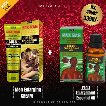 Pack Of 2 Max Man Men Enlarging CREAM (Yellow) 50 Ml New Advanced Formula + Max Man Penis Enlargement Essential Oil