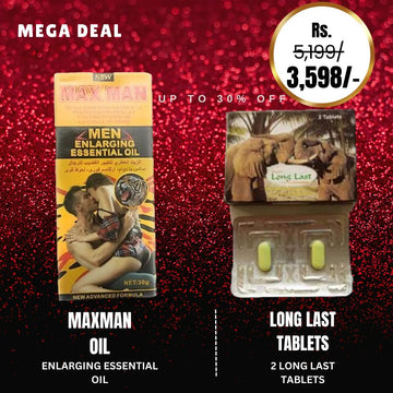 Pack Of 2 Max Man Penis Enlargement Essentisl Oil 30ml + Long Last Tablets In Pakistan