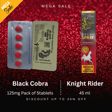 Pack Of 2-  Black Cobra 125mg 5'STablets + KINIGHT RIDER SPRAY