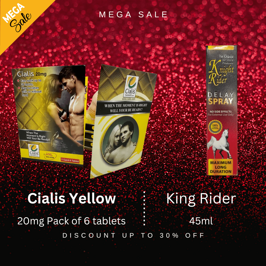 Pack Of 2 Cialis 6 Yellow Tablets Pack For Men 20mg + Knight Rider Mens Timing